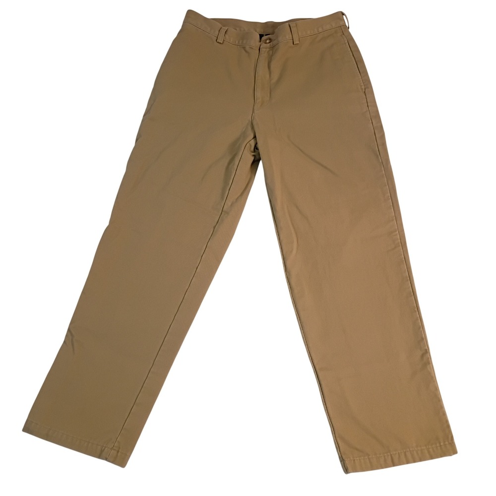 LL Bean Mens Flannel Lined Chinos Khaki Natural Fit Pants 32x30 Casual Warm